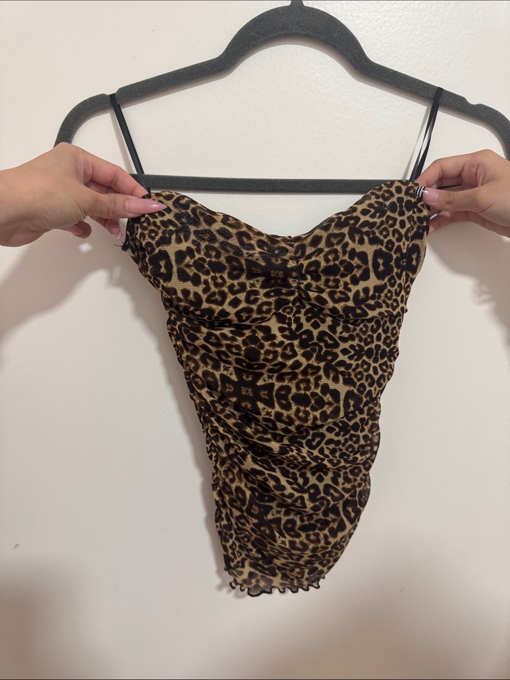 SHEIN Leopard Print Ruched Cami Top - Brown & Black